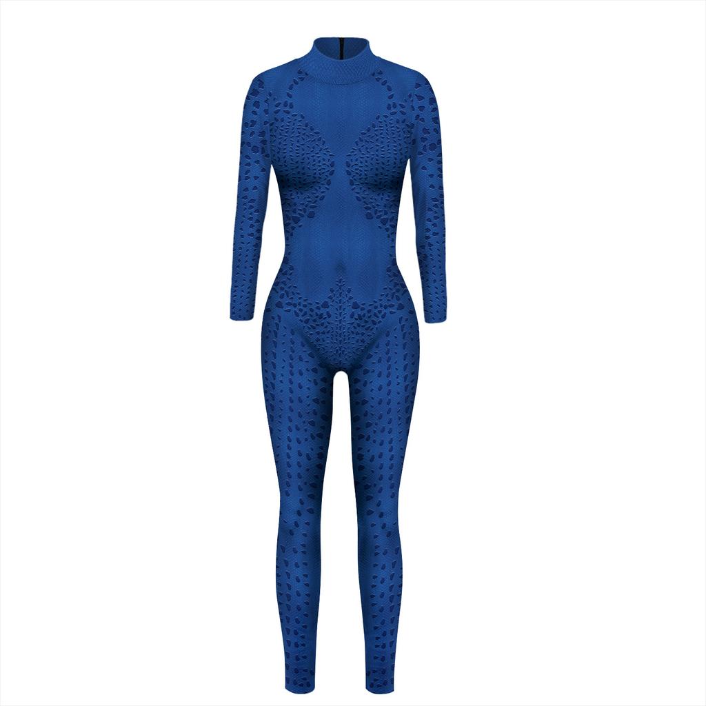 European and American new skeleton 3D digital printing cosplay Halloween jumpsuit women's trendy tights