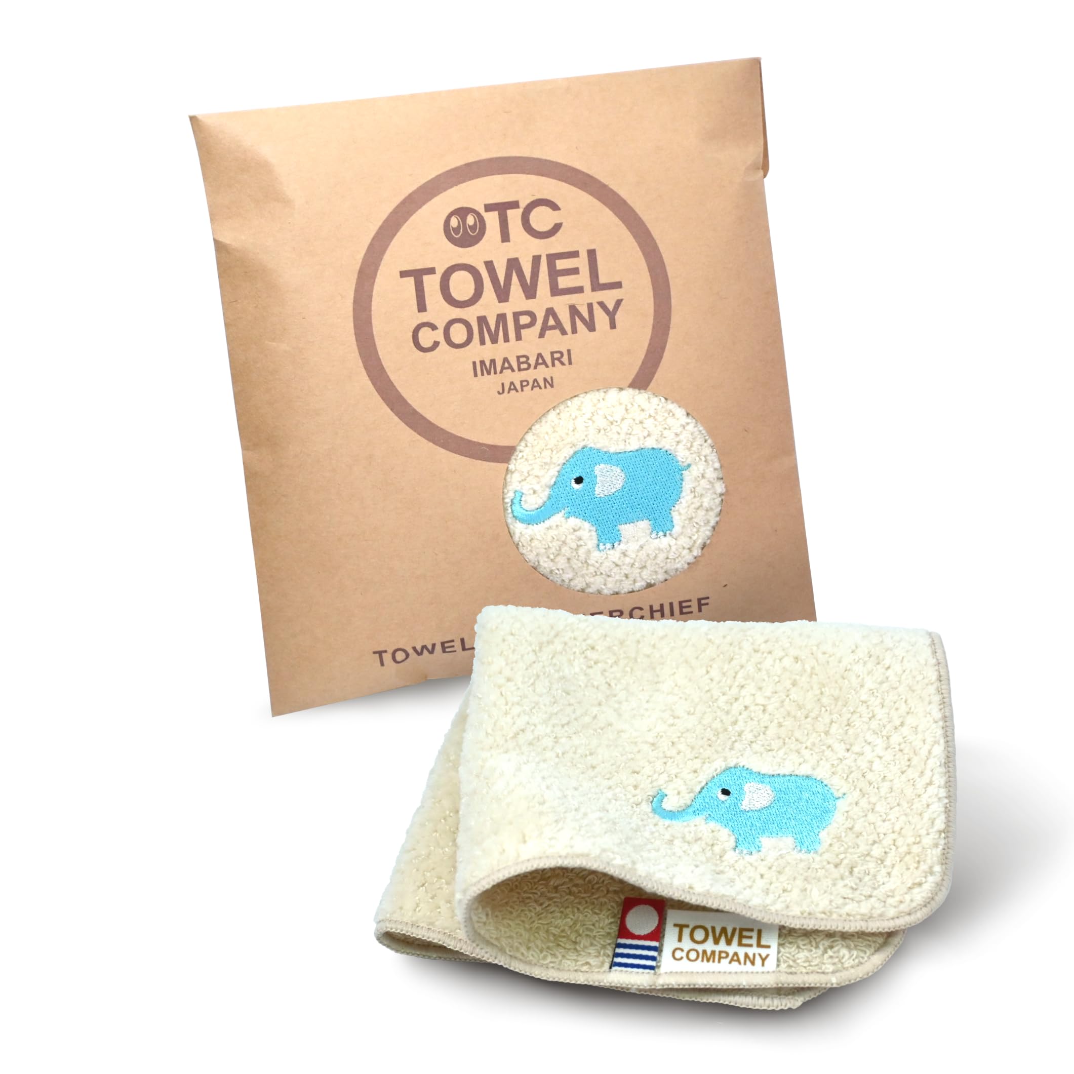 Компания Imabari Towel Носовой платок 22x22см Подарок [Все 16 видов] Вышивка Парад животных Elephant