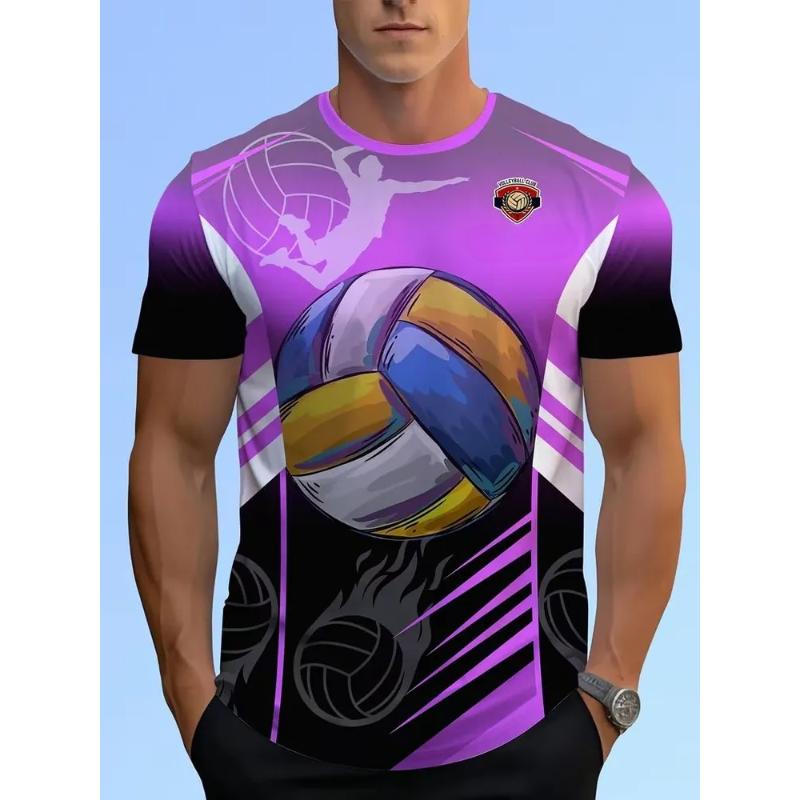 Camiseta Informal de Manga Corta Suelta con Estampado de Bolas para Hombre