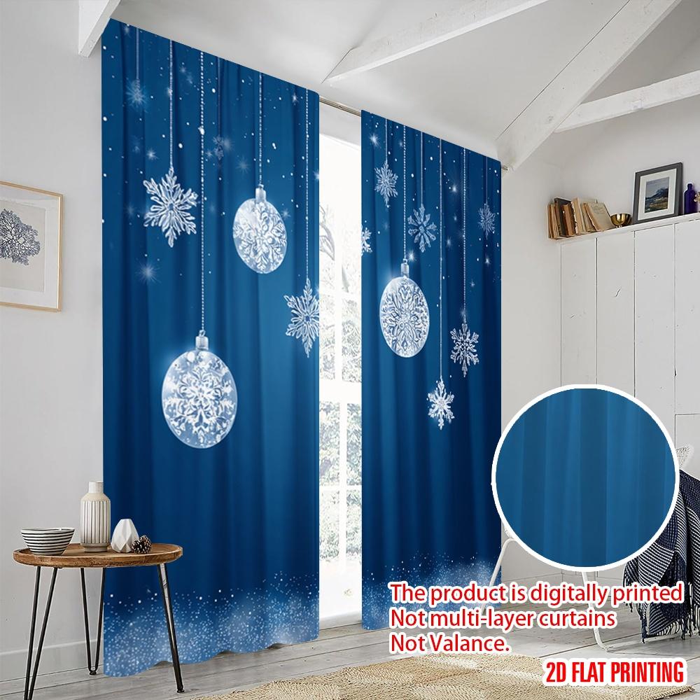 2pcs,2D Plane Printing Creative Curtains White Snowflake Durable Polyester (without Rod) Decorations Outdoor Perfect for