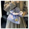 Korean Style Plaid Drawstring Bag Cute Shoulder Bags Casual Flower Handbag  Women