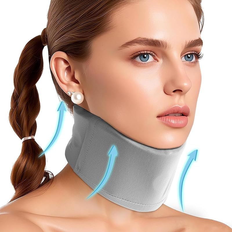 Ice Silk Neck Brace - Soft, Breathable Cervical Collar for Pain Relief & Posture Correction - Washabel Anti-Snoring Support for Comfortable Sleep - 1
