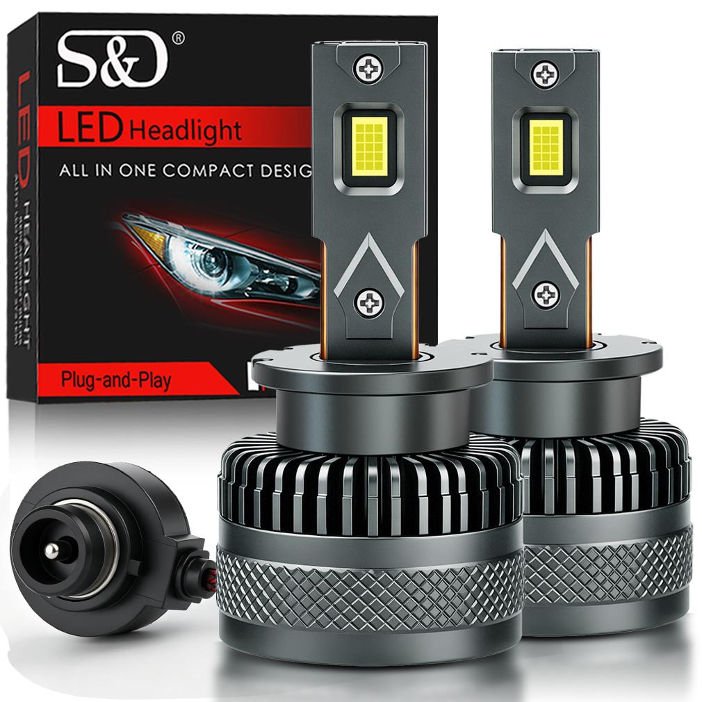

2Pcs 80000Lm D3S LED Headlight Bulbs 300W D1S D2S D4S D1R D2R D3R D4R Turbo LED CSP Double Copper Tube Lights For BMW Benz Volvo Headlamp 6000K White D2S/D2R