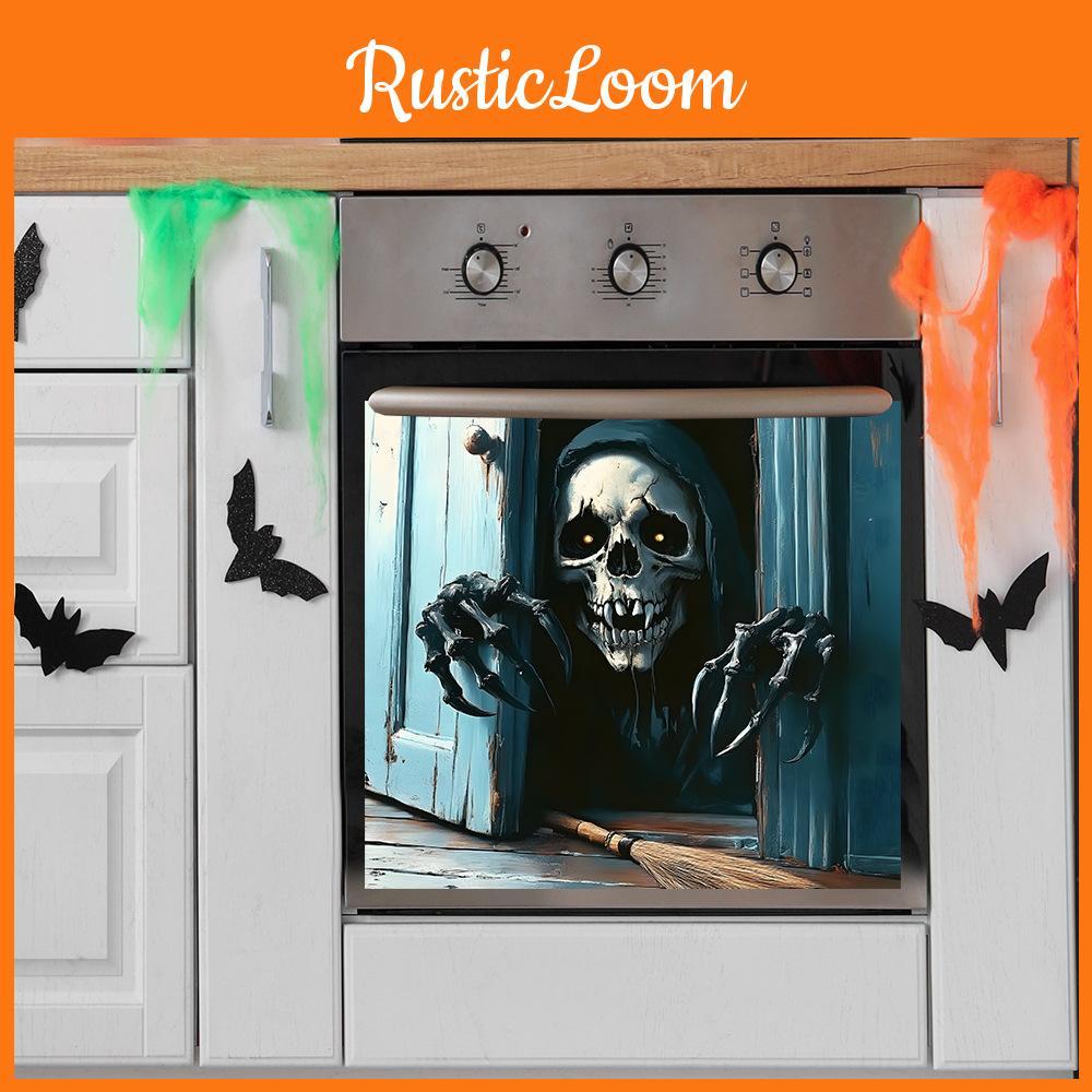 Skeleton Halloween Smile Open Door Glass Cabinet Kitchen Home Stickers Decor