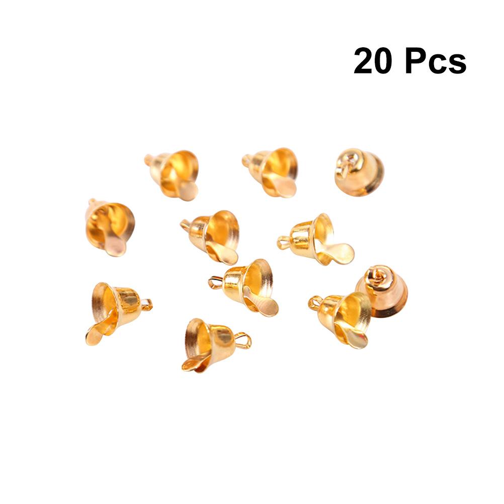 20Pcs Gold Small Metal Christmas Bells Jingle Bells Hanging Decorations Xmas Tree Ornaments DIY Craft Party Decor