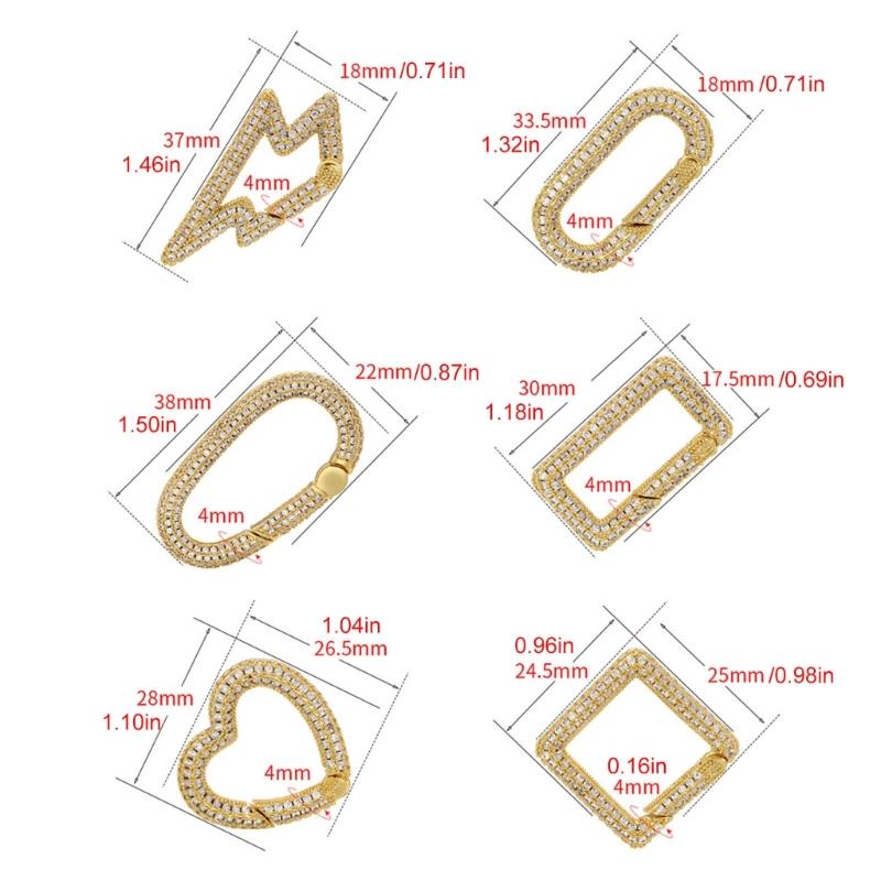 Cubic Zirconia Clasp Hook for Handmade Necklace Jewelry Making Supplies Gold/Silver Plated Brass Geometric Connector