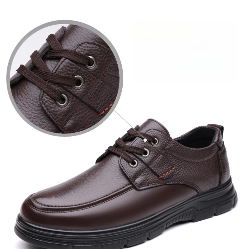 Men's Leather Shoes Flat Casual Shoes Male Footwear Soft Comfortable Black