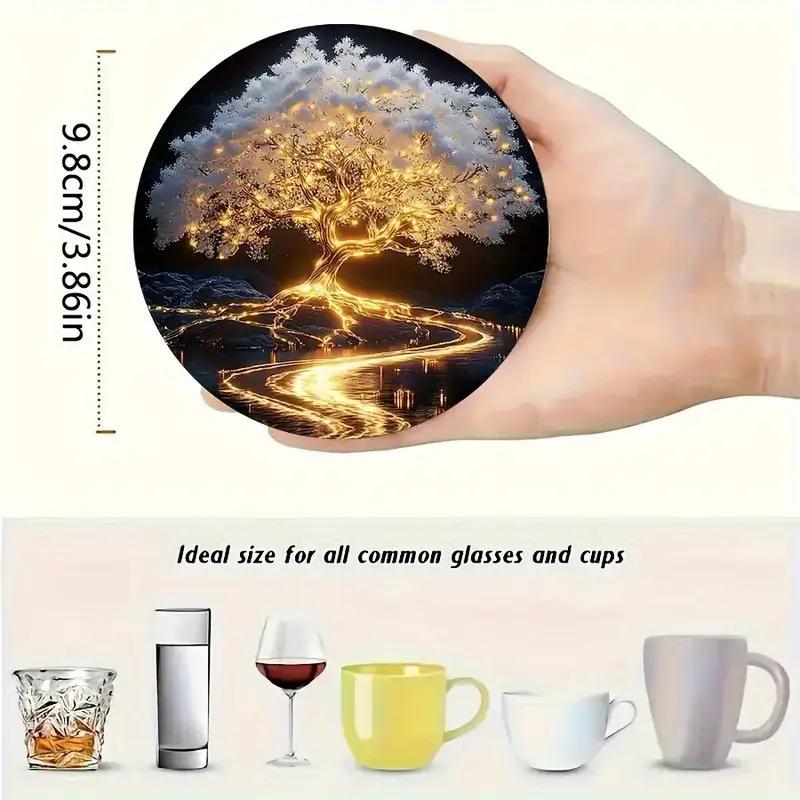 6pc Set of Tree of Life Coasters, Heat-resistant and Non Slip, Perfect for Decorating Holiday Parties In Homes and Coffee Shops