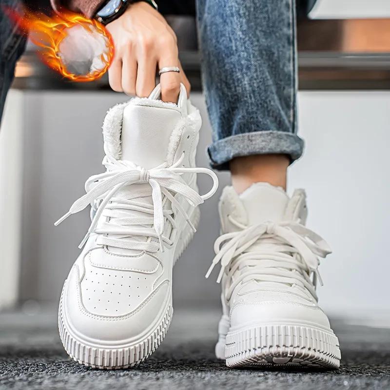 Men's Boots Casual Sneakers 2026 New Trend Designer Shoes for Men High Top Couple Skateboarding Shoes Warm Waterproof Snow Boots