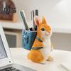 Rabbit Pen Holder Resin Bunny Figurine with Open Backpack Pencil Holder Decorative Rabbit Desk Organizer for Pens Pencils Makeup Brushes