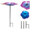 Bird Bath with Metal Stake Simple Installation Weather-Resistant Adjustable Height Outdoor Bird Feeder Stand Decor