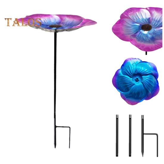 Bird Bath with Metal Stake Simple Installation Weather-Resistant Adjustable Height Outdoor Bird Feeder Stand Decor