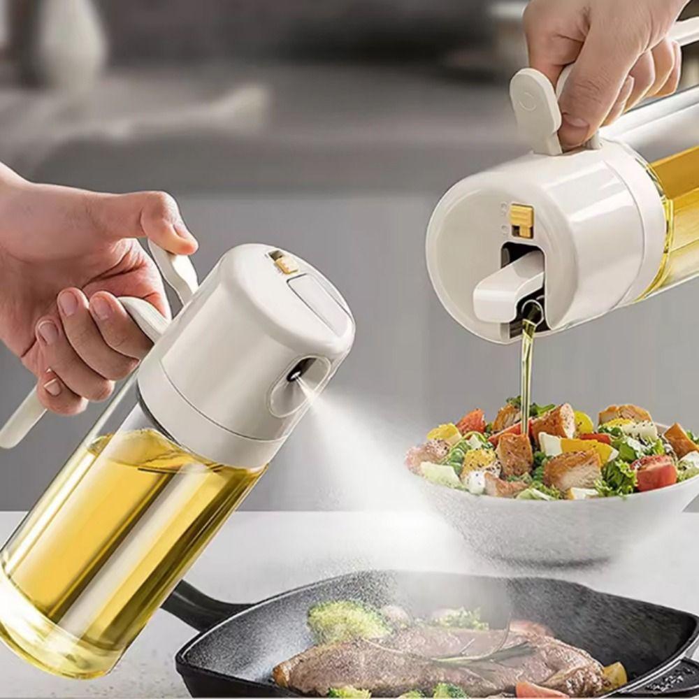 2 In 1 Design Oil Spray Bottle Leakproof Glass Oil Sprayer Air Fryer Sprayer  BBQ Cooking
