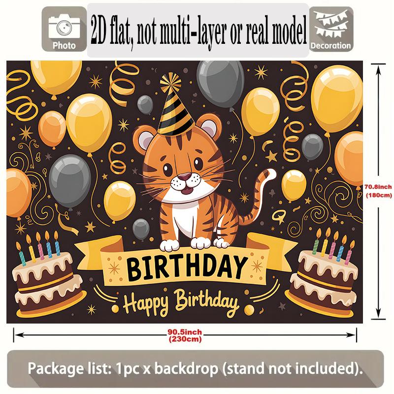 Tiger Birthday Backdrop 1pc - Wall Hanging Decor