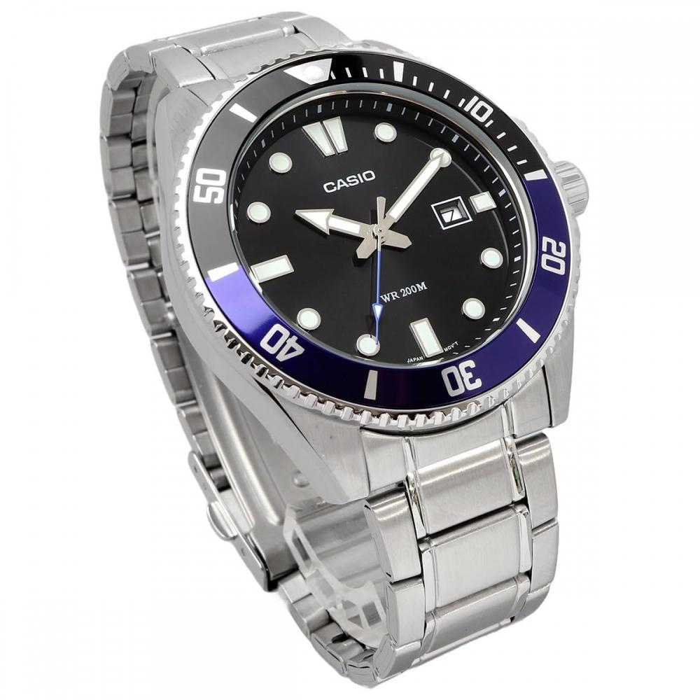 Casio CASIO Standard Analog Sports 20 ATM Water Resistant Watch MDV-107D-1A2V Men's Black X Blue Bezel Metal Band Overseas Model