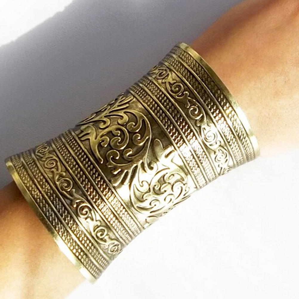 Fashion Curved Jewelry Long Wide Vintage Metal Cuff Bracelet Bangle New