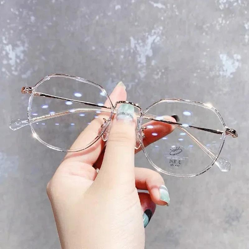 Myopia Glasses Women Round Nearsighted Eyewear with Minus Degree Finished Diopter Vision Correction