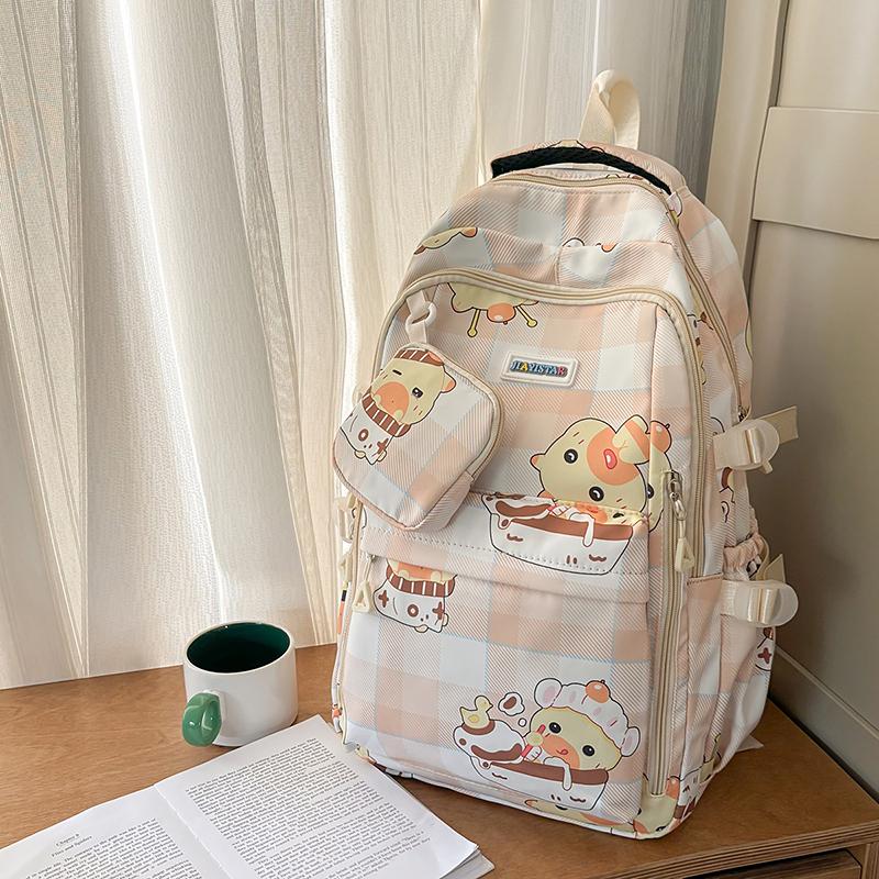 Children's Schoolbag Women's Cartoon Printed Large Capacity Backpack with Coin Purse