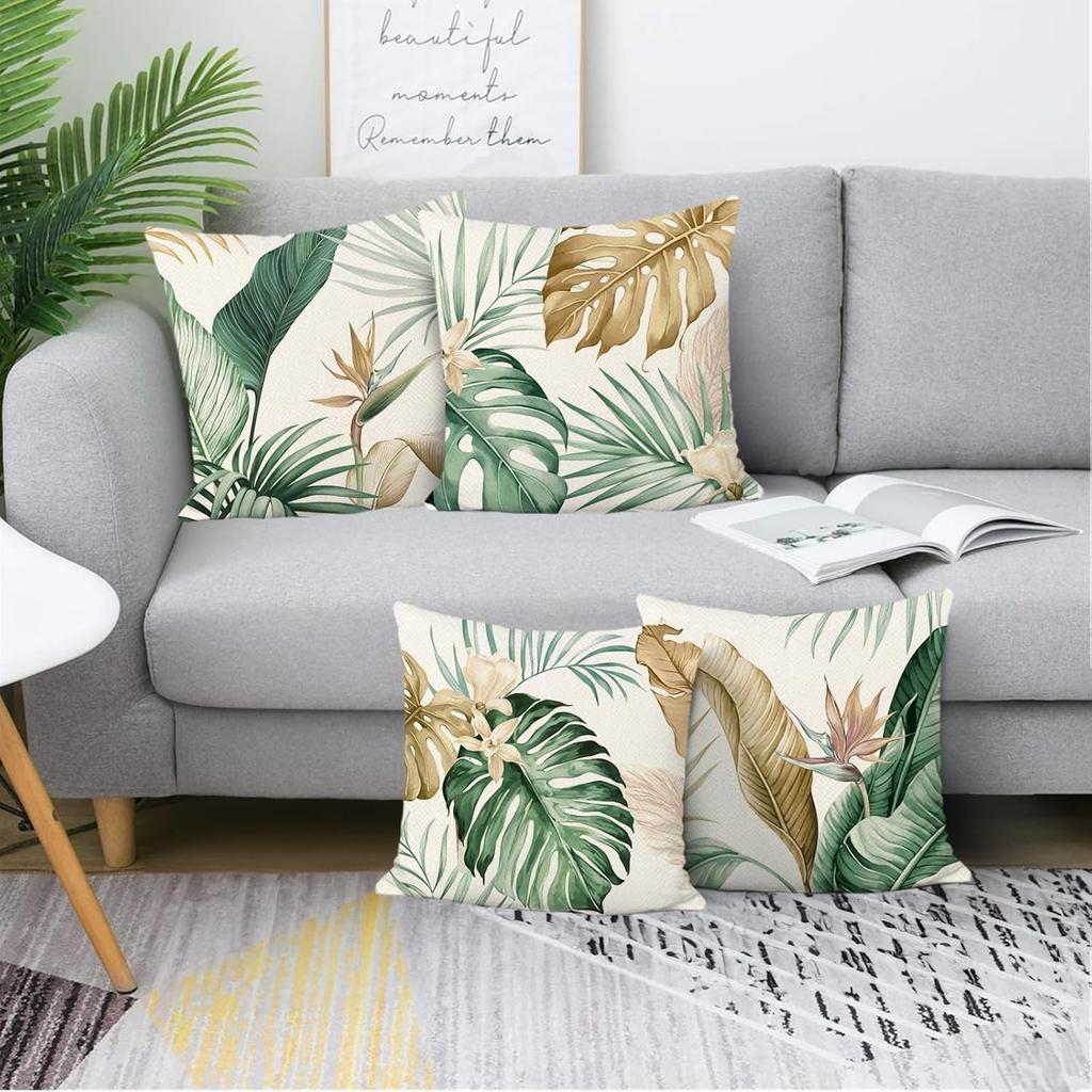Tropical Leaf Shadows Interweaving Imbuing Rainforest VitalityCover Bedroom Sofa Decoration Polyester Cushion Cover with Zipper