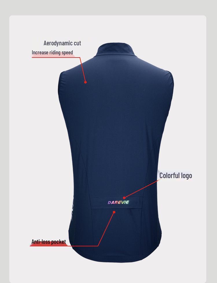 Darevie Windproof Breathable Double Zipper Cycling Vest for Mountain and Road Biking (Spring, Autumn, Winter)