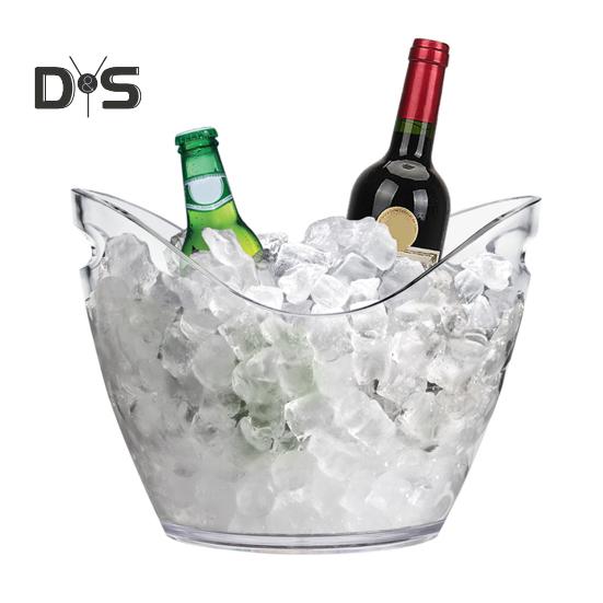 Ice Bucket Wine Bucket with Handles 4 Liter Clear Plastic Tub for Drinks Portable Ice Storage Container for Wine Champagne Beer