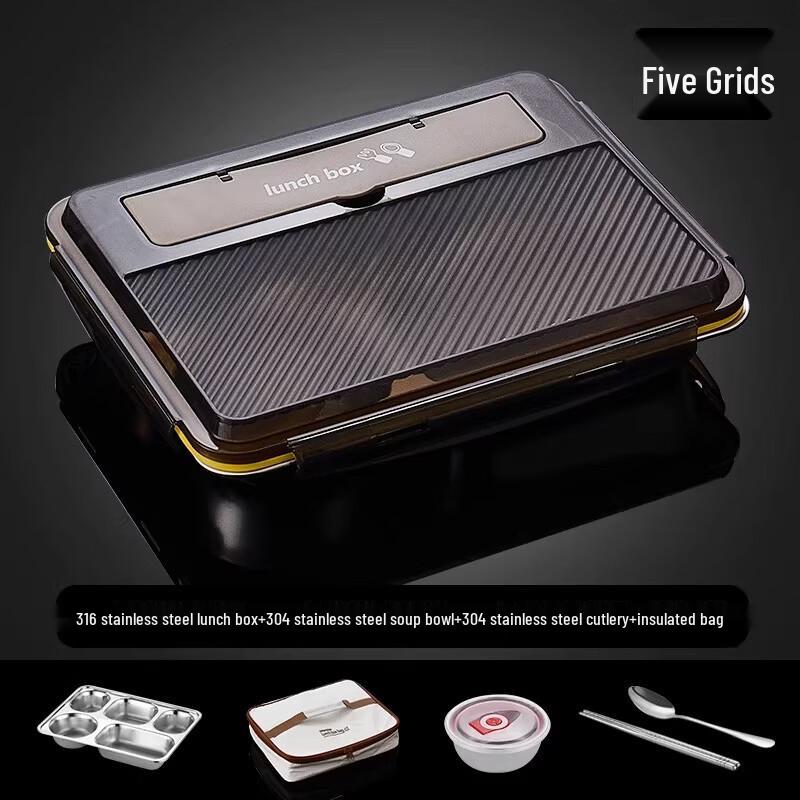 

Insulated 5-Compartment Stainless Steel Lunch Box Set