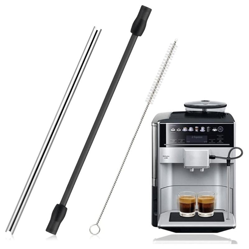 Flexibelt mjölkrörset Reservdel till kaffemaskiner Metallrör med rengöringspenslar Perfekt för kaffeautomater