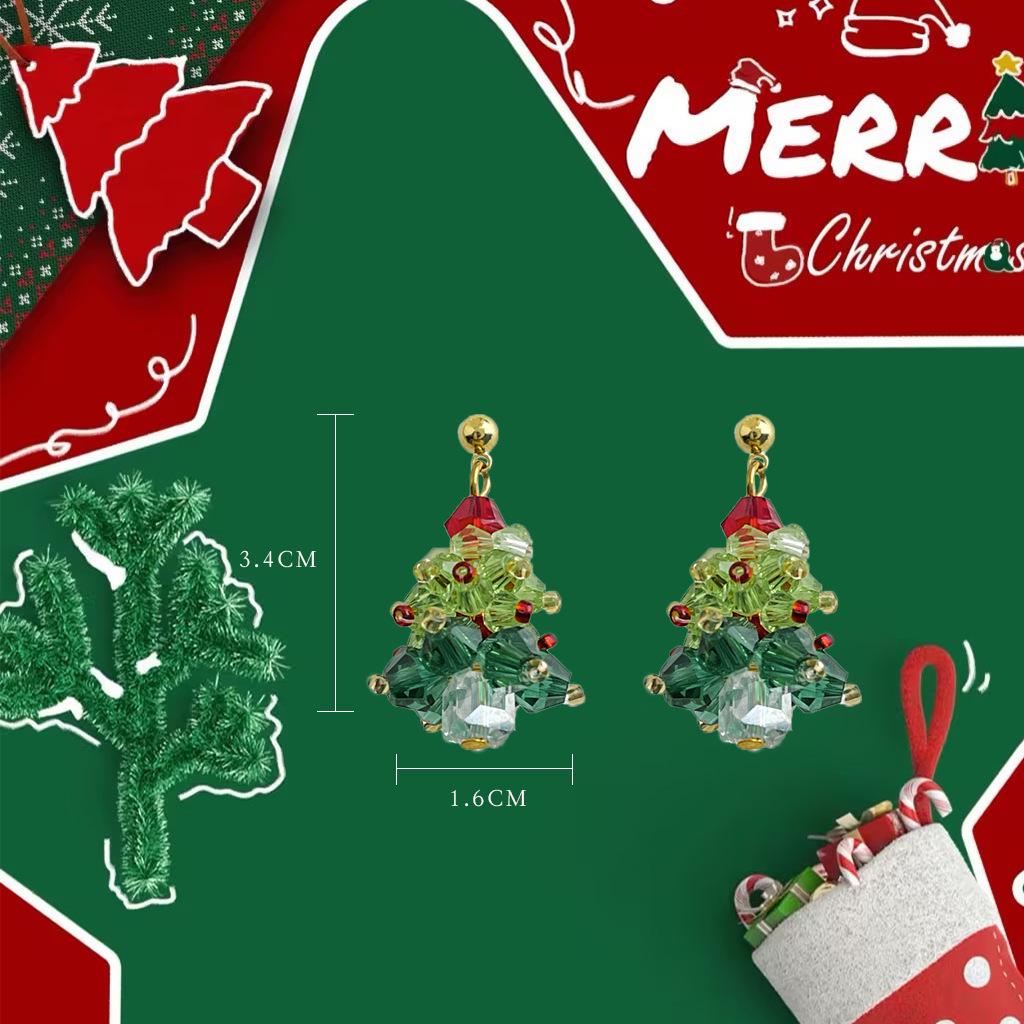 Christmas Bell & Tree Drip Oil Stud Earrings - Cute Niche Design for Women