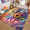 Colorful Dreamcatcher Rug with Wolf and Flowers carpet for home sofa bedroom, gift