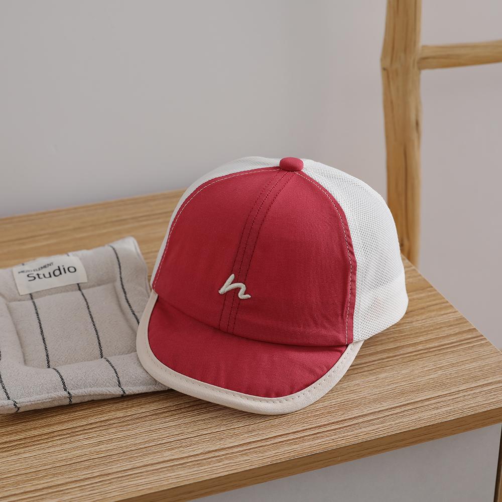 Solid- Minimalist Embroidered Baseball Cap, Summer Breathable Mesh Children's Sun-Protective Beanie with Brim