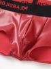 Mens Latex Boxer Briefs Low Rise Design Letter Print Waistband Convex Pouch Underwear Nightclub Loungewear