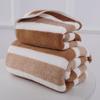 8-Piece Coral Fleece Bath & Face Towel Set with Wide Stripes - Adult Size