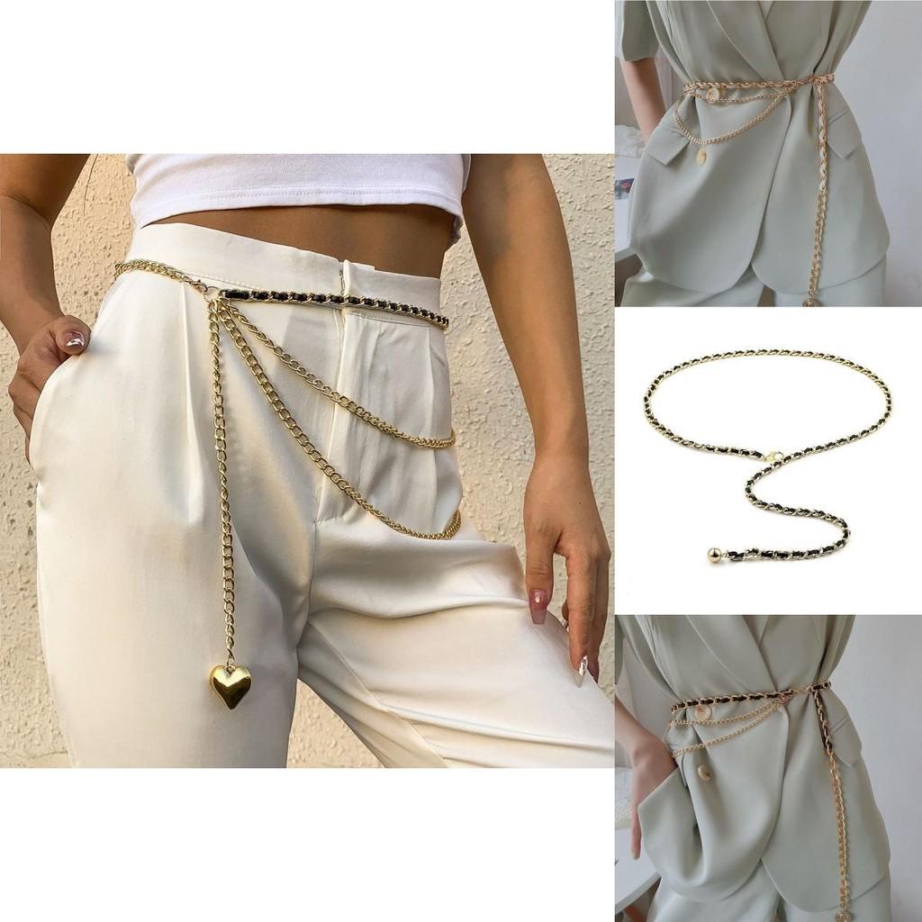 Trendy Minimalist Metal Chain Waist Sash For Women With Elegant Dress And Top Pairing