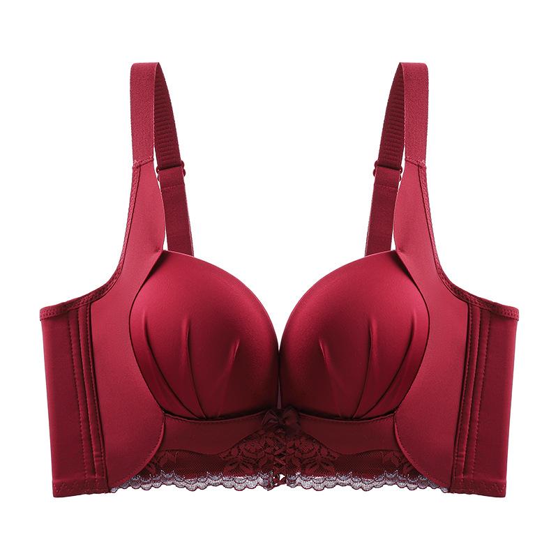 

Регулируемый бюстгальтер Женский Поддерживающий Складной Контрастный Бюстгальтер Верхняя Поддержка Собирающий Бесшовный Женский Бюстгальтер 40/90B вино красного