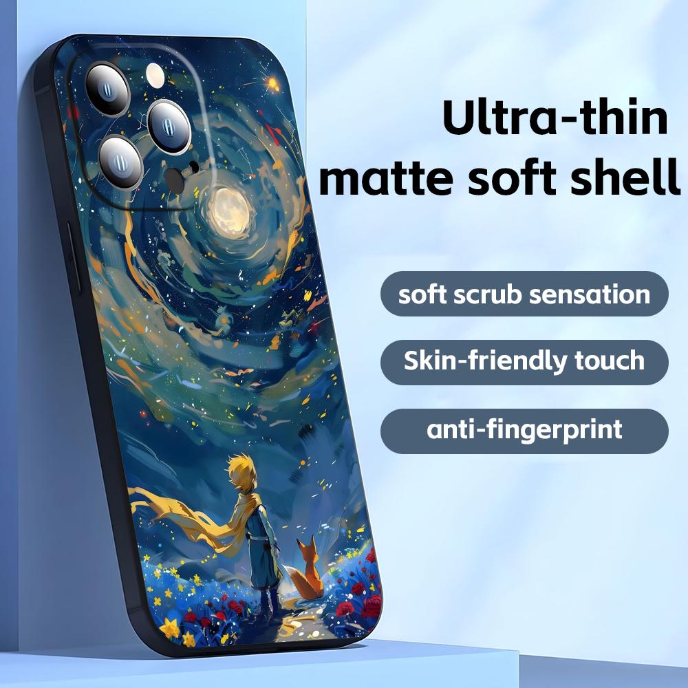 Anime The Little Prince Phone Case For iPhone17 16 16e 15 14 13 12 11 Plus Mini Pro Max Soft Black Shockproof Cover