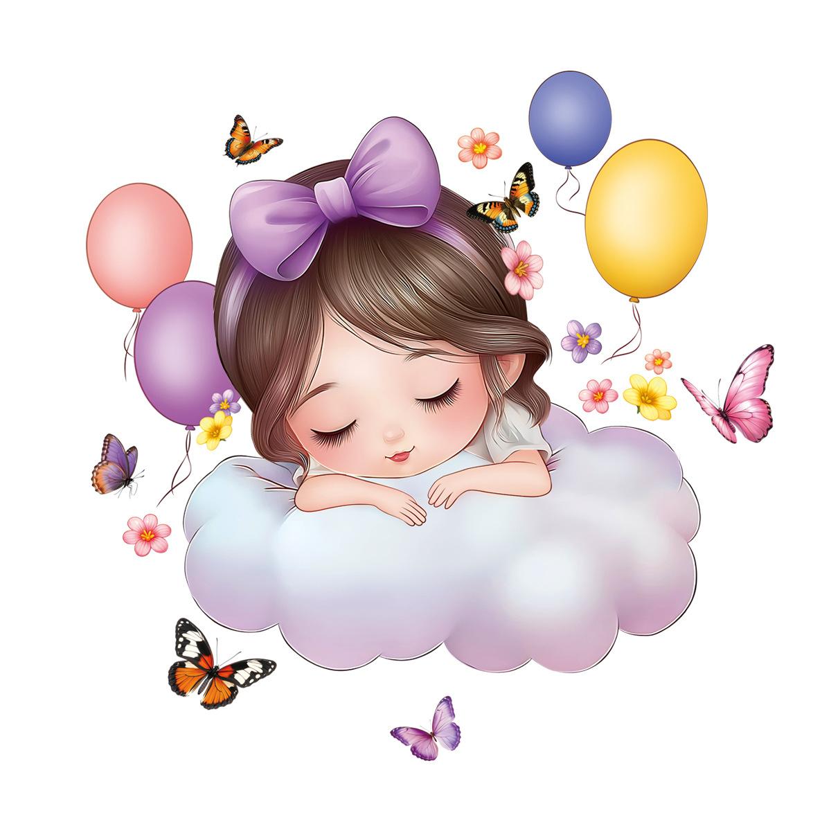 

Наклейки на стену «Облако-бабочка», декор для спальни, самоклеящиеся виниловые наклейки для украшения фона для детской комнаты для девочек 40x60cm разноцветный