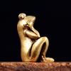 Brass Frog Statue Antique Zen Desk Decor Fortune Feng Shui Ornament Figurine for Meditation GiftStress Relief Decor