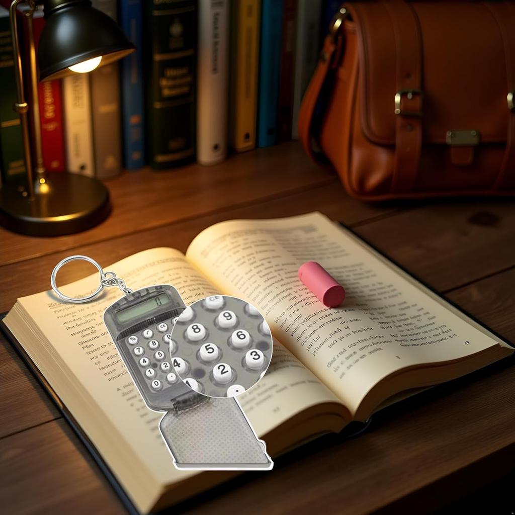 Black Pocket Calculator Key Ring Tiny Small Portable Mini Electronic Calculator for Home Students Basic Calculators Office Accessories