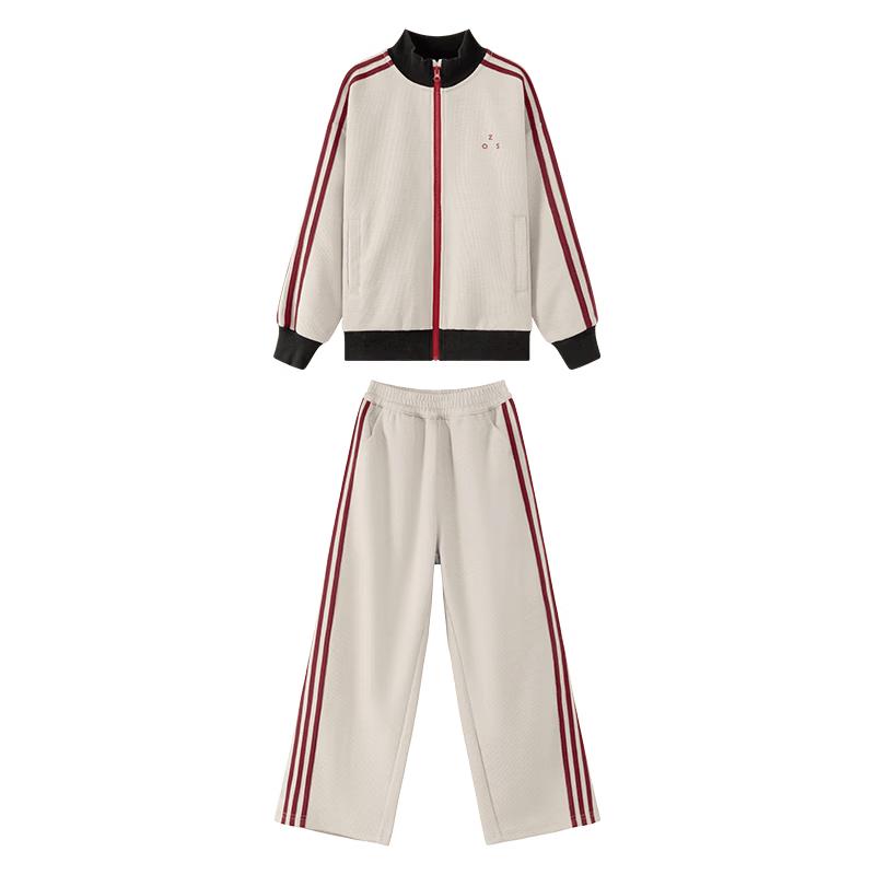 Trendy Boys' Waffle Knit Stand-Collar Sweatshirt Set
