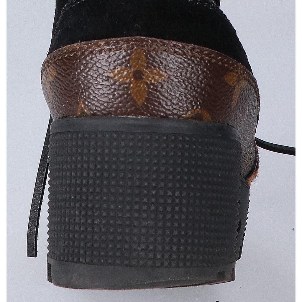LOUIS VUITTON Monogram xhair calf lace-up boots shoes 38Used