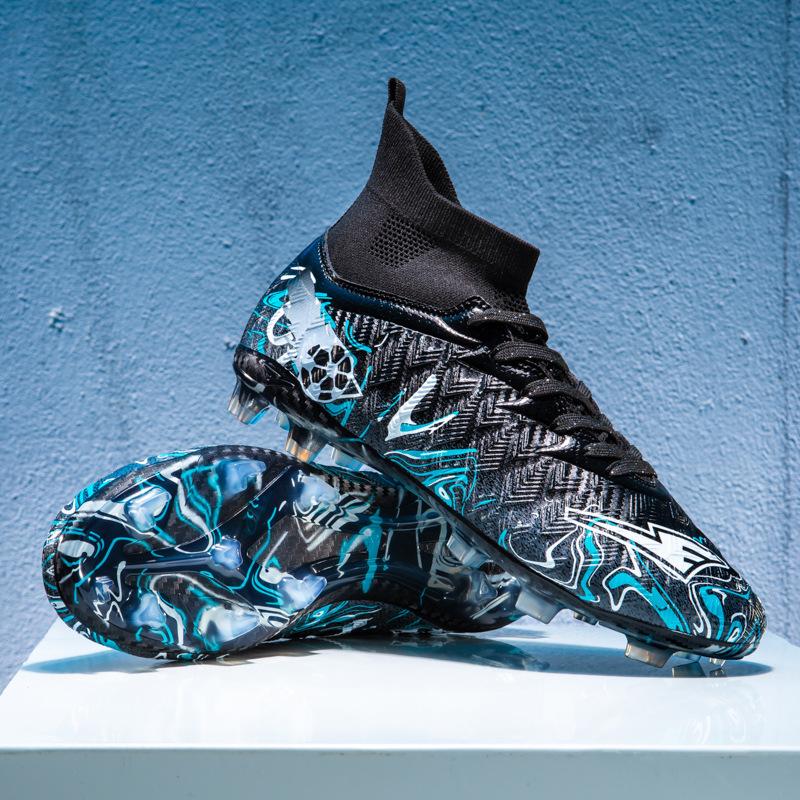 High-top Broken Nails Football Shoes Boys and Girls Adult Breathable Non-slip Training Shoes Long Nails Competition Sports Shoes