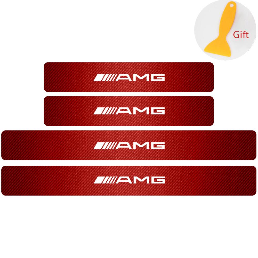 MITV3 4pcs Car Door Sill Anti-Scratch Guard Sticker For Mercedes Benz W203 W206 W212 W167 W166 W247 C E GLA GLC GLE AMG Accessories