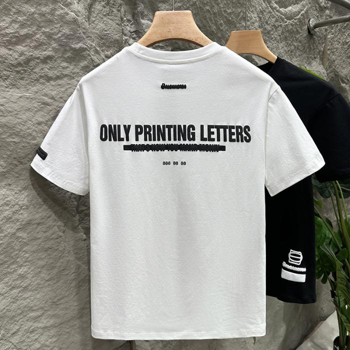 Summer Short-sleeved Men's Printed High-string High-density Combed Cotton Short T-shirt Short T-shirt
