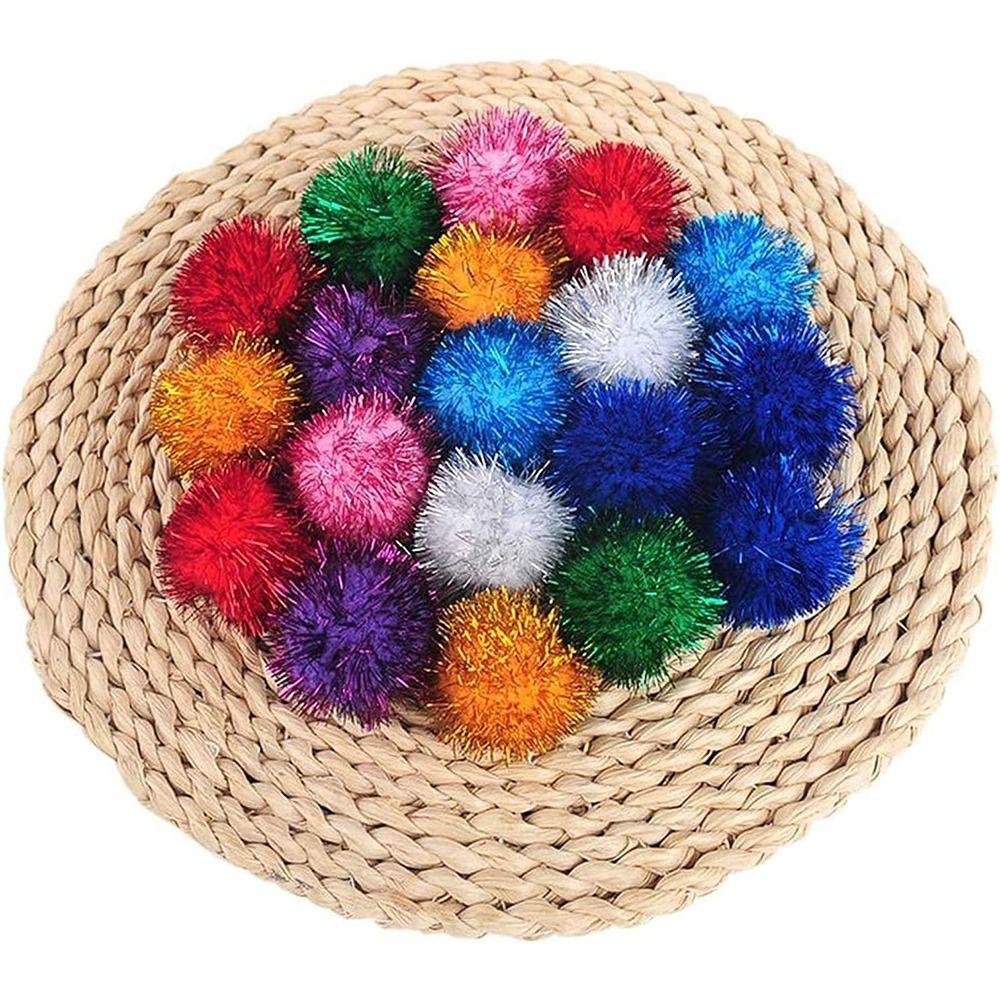 50pcs Interactive Glitter Balls Indoor Pom Pom Balls Pet Toys Cat Sparkle Balls Toy  Cat