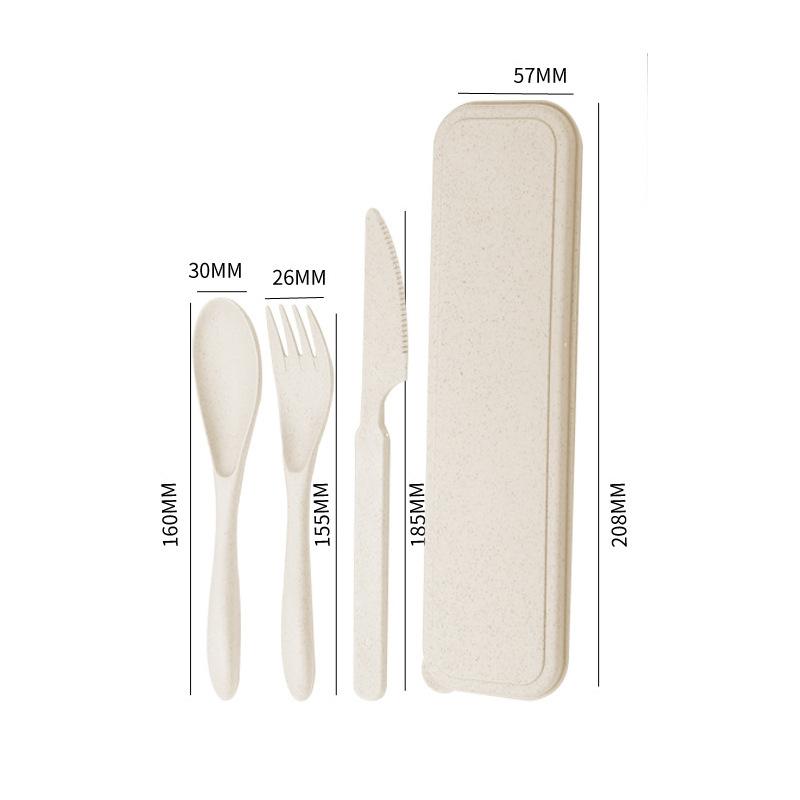 Eco Friendly Wheat Straw Portable Cutlery Set Fork Spoon Knife Reusable Lightweight Travel Utensils with Carrying Case