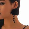 SHIXIN Gotische Vintage Große Schwarze Blume Hängeohrringe für Damen Punk Wassertropfen Quasten Ohrringe Halloween Ohrdekoration