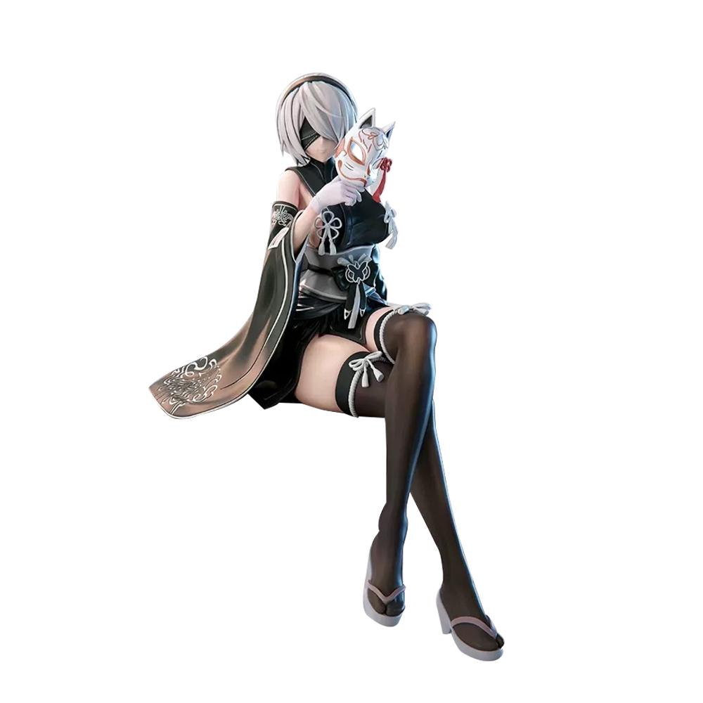 Game Figure 2B sitting action figures YoRHa Type A kimono 2A figurines Doll PVC Models Toys Adult Collection Statue Gifts 21.5cm