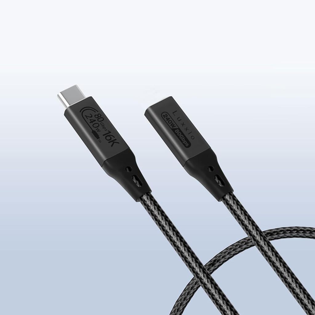Luxxio zu 80 Gbit/s Bidirektional 120 Gbit/s Unidirektional USB Thunderbolt Nylon USB-C USB-C Stecker-Buchse Kabel, 240W, Übertragung, 16K60Hz, E-Marker Chip,