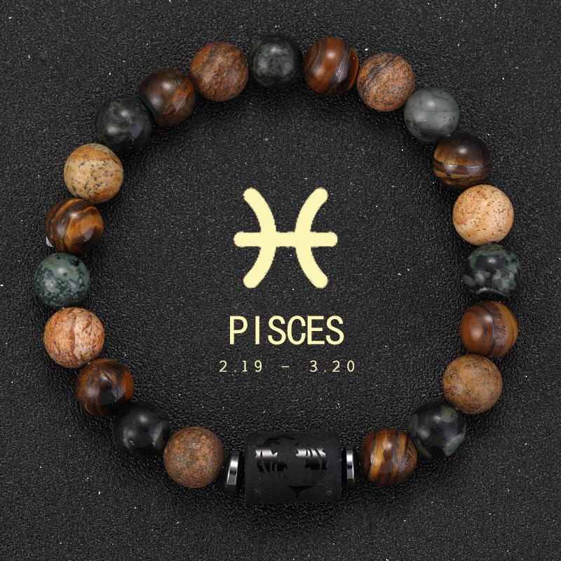 12 Zodiac Natural Stone Bracelets - Cancer, Virgo, Leo, Libra Designs, Ideal Couples & Friendship Gifts, Unisex Jewelry (Pulsera