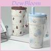 Cartoon Puppy Print 316 Stainless Steel Water Bottle With Straw And Carrying Rope For Students And Office Use